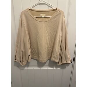 Maeve Women's Ivory Sweatshirt Pleated Balloon Style Sleeve‎ Size Small